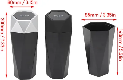 Immagine prodotto di 2 pattumiere per auto con coperchio, impermeabili, decorative, per automobili, portatili, automatiche, nere