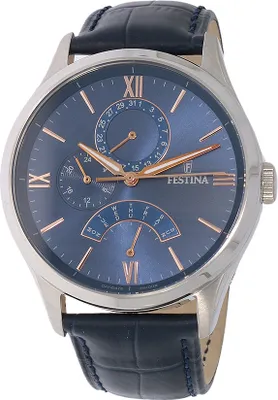 Produktbild von FESTINA Herren-Armbanduhr Retrograde Analog Quarz Leder blau UF16823/3