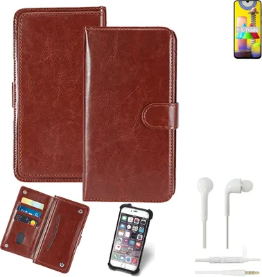 Produktbild von K-S-Trade 360° Hülle kompatibel mit Oukitel WP8 Pro inkl. Headphones braun Kunstleder Case BookCase WalletCase Kunstlederederhülle Handyhülle,