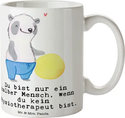 Produktbild von Mr. & Mrs. Panda Kaffeebecher Physiotherapeut Herz - Weiß - Geschenk, tasse für büro, Becher, Pott, Kaffeetasse, bedruckt