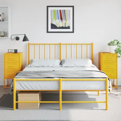Image de vidaXL Tables de nuit 2 pcs jaune moutarde 36x39x78 cm acier