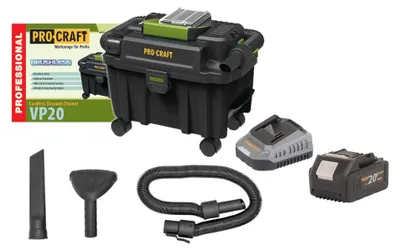 Productafbeelding van Procraft VP20 accu-industriezuiger 20 V 10 l borstelloos + 1x accu 4,0 Ah + oplader