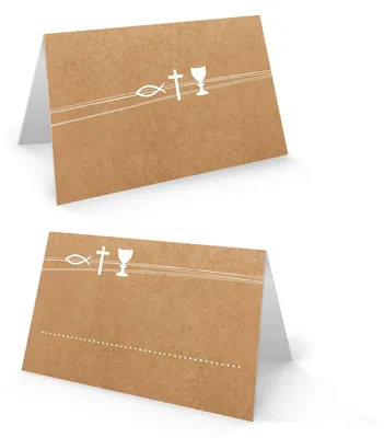 Produktbild von Tischkarten in Kraftpapier Optik christliche Motive (VE = 25 St)