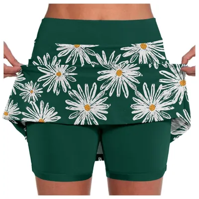Produktbild von Rock mit hoher Taille – Elastischer Bund – Blumenmuster – Mit Taschen – Leicht – Polyester – Für den Freizeitgebrauch – Kleid
