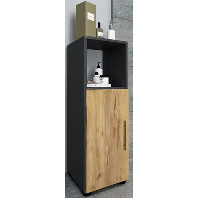 Produktbild von VCM Holz Midischrank | Badschrank mit offenem Fach und einer Drehtür | Maße H. 93 x B. 31 x T. 30 cm | Midischrank - Flandu