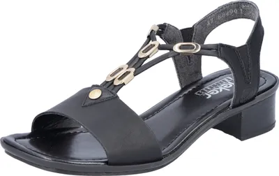 Produktbild von Rieker Damen Sandale Sandalette Karree Blockabsatz 62653, Größe:37 EU, Farbe:Schwarz