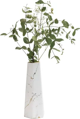 Produktbild von QUVIO Vase für Trockenblumen - Vasen - Vase aus Keramik - Landhausblumenvase - Wohnaccessoires für Blumen und Sträuße - L - 11 x 11 x 29 cm (LxBxH) - Weiß
