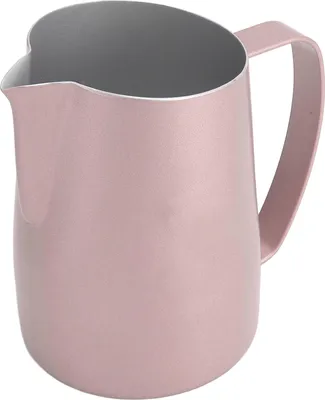 Obrázok produktu pre Džbánik na mlieko 450 ml z nehrdzavejúcej ocele – napenovač mlieka na latte art so šikmým výtokom, baristický džbánik na mlieko do kávy, lesklá červená farba