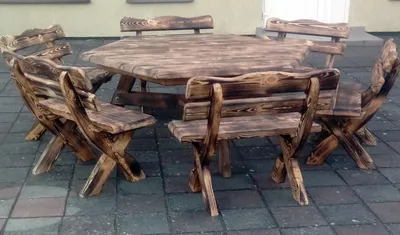 Produktbild von Gartenmöbel , Holzgartenmöbel , SZE-OP, Sitzgruppe für 12 Personen , Farbe geflammt