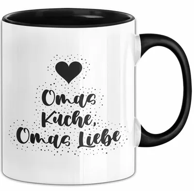 Produktbild von Omas Küche, Omas Liebe Tasse mit Spruch Geschenk Oma (Schwarz)