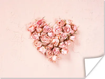 Produktbild von MuchoWow® Poster Herz - Blumen - Rosa 160x120 cm - Foto Plakat