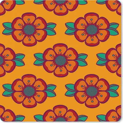 Produktbild von MuchoWow® Mauspad Mousepad Design - Retro - Rosen - Orange 20x20 cm - Mousepads - Maus Mat - Pad - Mausunterlage - Desk Mat - Bureauartikeln