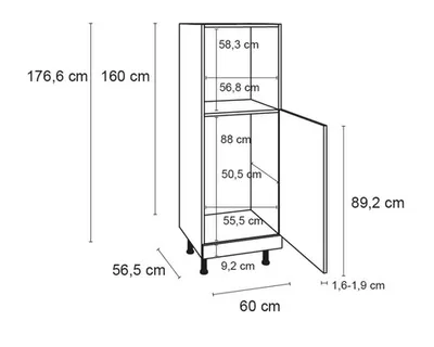 Produktbild von Optifit Backofen/Kühlumbauschrank für 88er Einbaukühlschrank Bengt932 BxTxH 60 x 58,4 x 176,6 cm weiß matt zerlegt Ansch