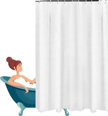 Image de Rideau de douche anti-éclaboussures à motif gaufré - rideau de douche imperméable - pour la salle de bain - tissu anti-moisissure - 180 x 180 cm - Blanc