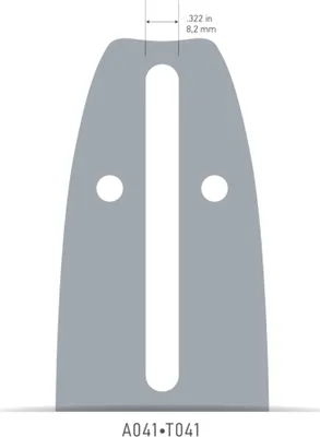 Diagram of a chainsaw bar with measurements.