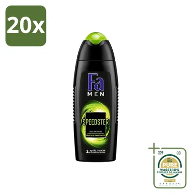 Productafbeelding van 20 x Fa Men Speedster Douchegel met Taurine - 250 ml - Voorraadverpakking - 20 stuks