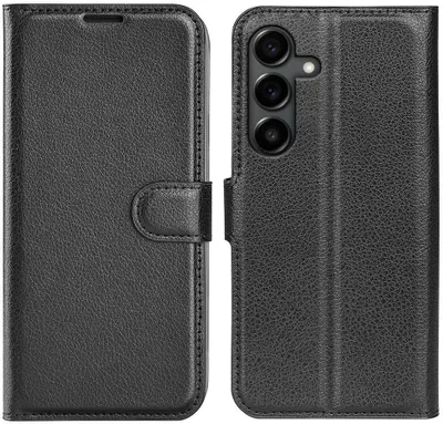 Produktbild von Hülle für Samsung Galaxy S25 FE - Phonesta Litchi Skin Book Wallet Klapphülle - Schwarz