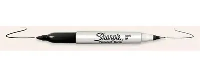 Permanentný popisovač, kužeľový hrot, 2 konce, SHARPIE "Twin Tip", čierny