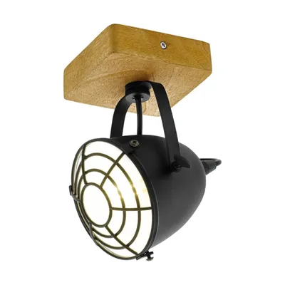 Obrázek produktu pro EGLO Gatebeck, Bodové světlo na lištu, E14, 1 žárovek, 220-240 V, Černá, Dřevo