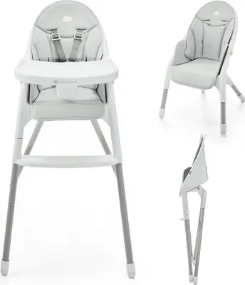 A high-chair is shown from multiple angles against a white background.
