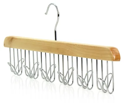 Gürtelhalter aus Holz, natur, 12 Haken, 43 cm breit