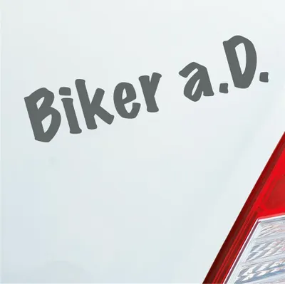 Produktbild von Auto Aufkleber BIKER a.D. außer Dienst Motorrad Bike 19x4,2 cm Grau Sticker Heckscheibenaufkleber