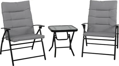 Produktbild von SVITA VENTURA Sitzgruppe 3-tlg. gepolstert Klappstühle Klapptisch Camping-Möbel Metall Dunkelgrau