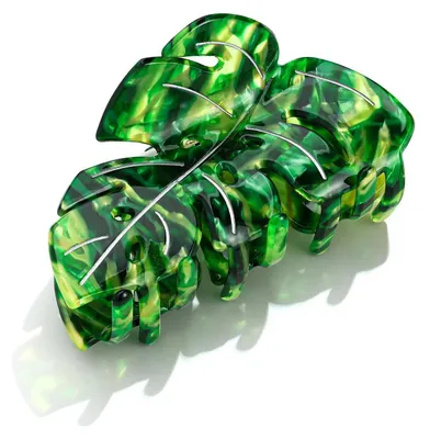 Image de Elégante barrette avec motif tropical vert, idée cadeau, sans nickel
