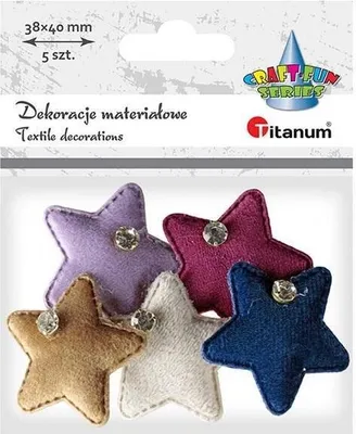 Immagine prodotto di Ozdobne gwiazdki materiałowe z kryształkami mix 5 sztuk
