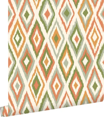 Immagine prodotto di ESTAhome carta da parati rombo verde e terracotta 50 x 900 cm
