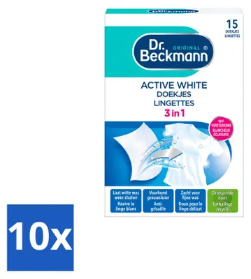 Productafbeelding van 10 x Dr. Beckmann Active White wasdoekjes tegen grijze waas - Voordeelverpakking - 10 stuks