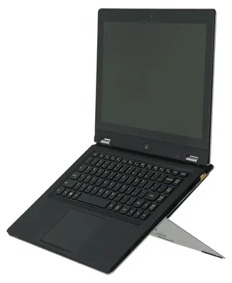 Produktbild von R-Go Riser – Laptop-Ständer, der angebracht werden kann. Ergonomisches Zubehör für Ihren Laptop, unauffällig und kompatibel mit Laptops (10-22 Zoll), aus Aluminium, silberfarben