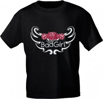 Produktbild von Kinder T-Shirt mit Aufdruck - BAD GIRL - 06932 - schwarz - Gr. 86-164 Größe - 86/92