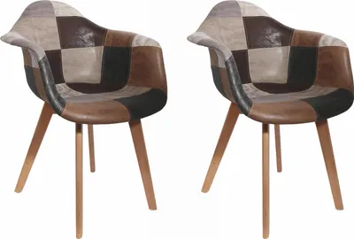 Image de Lot de 2 Fauteuils - HOME DECO FACTORY - Patchwork - Marron