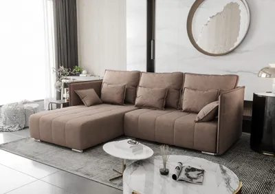 Produktbild von AX LIVING Hellbraun Ecksofa mit Schlaffunktion Florinna 248 cm L-Form