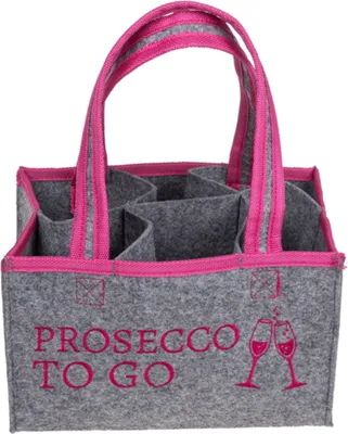 Produktbild von Goldbuch Filz-Flaschenhalter für 6 Flaschen Prosecco to go, ca.24x14x15cm, Grau, Pink, Filz, 6 Flasche(n), 240 mm, 140 mm, 150 mm