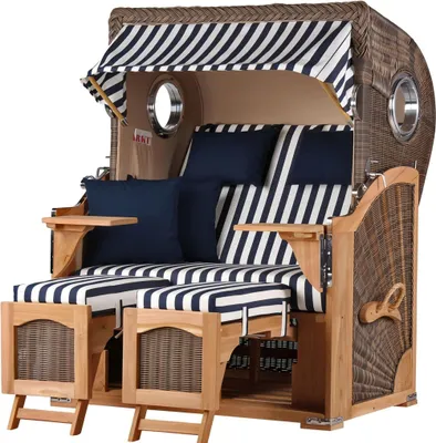 Produktbild von Strandkorb-Set - bene living - Ammersee Teak - PE grau - Modell 518 - inkl. Liftersystem