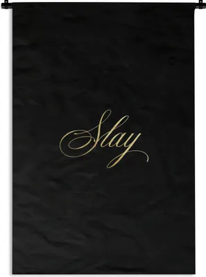 Produktbild von MuchoWow® Wandteppich Wandbehang Zitat - Gold - Buchstaben - Schwarz 60x90 cm Tapisserie Dekoration Wandtuch - Foto-Teppich - Abwaschbar