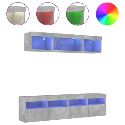 Produktbild von vidaXL 5-tlg. Wohnwand mit LED-Beleuchtung Betongrau Holzwerkstoff