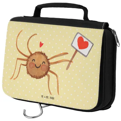 Produktbild von Mr. & Mrs. Panda Waschtasche Spinne Agathe Motivation - Gelb Pastell - Geschenk, Kulturbeutel, Kosmetiktasche, Schminktasche, Vertrauen, kosmetiktäschchen, Liebe, Glück