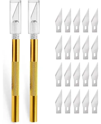 Produktbild von Bastelmesser Set mit 20 Ersatzklingen, Präzisions-Cutter für DIY, Gelb/Orange