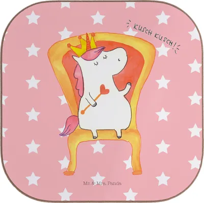 Produktbild von Mr. & Mrs. Panda Tassenuntersetzer Einhorn Prinzessin - Rot Pastell - Geschenk, bieruntersetzer, Unicorn, Untersetzer Tasse, Geburtstag, Tischuntersetzer, Coaster, Monat