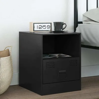 Zdjęcie produktu dla Maison Exclusive – szafka nocna czarna 34,5 x 39 x 44 cm stal
