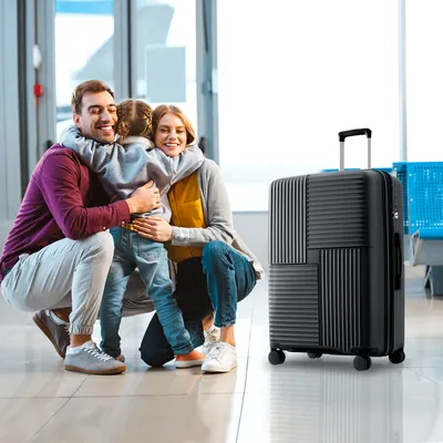Produktbild von Polypropylen Handgepäck Hartschalen-Koffer Hartschalenkofferset 3-tlg, Schwarz