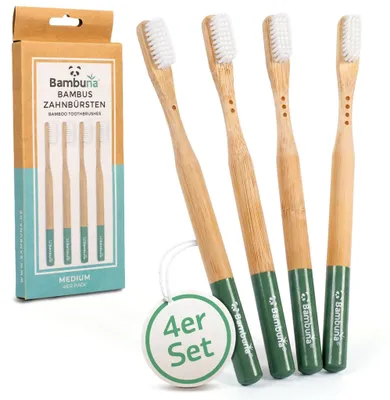 Produktbild von Bambus Zahnbürsten - Mittel - 4er Set