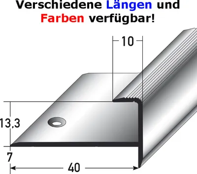 Produktbild von Einschubprofil "Embrun", mit Nase für Parkett, 13,3 mm Einfasshöhe, Aluminium eloxiert, gebohrt-bronze hell-2700