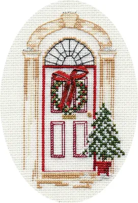Obrázek produktu pro Výšivací sada "Vánoční branka" od Bothy Threads, rozměry 9x13,3 cm, kód produktu dwcdx07, výšivací vzor s počítáním stehů