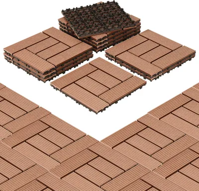 Zdjęcie produktu dla TolleTour – płytki WPC, zestaw 22 sztuk, płytki tarasowe 30 x 30 cm, zestaw płytek z systemem zatrzaskowym