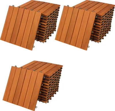 Produktbild von Casaria Holzfliesen FSC®-zertifiziertes Akazien- oder Eukalyptusholz Terrassenfliesen Klickfliesen 30x30cm Garten Balkon, Model:33x Akazie