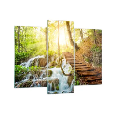 Produktbild von Bilder auf glas - Park Wasserfall Wasser - 130x100cm - Glasbilder - Wandbilder - Kunstdruck - zum Aufhängen bereit - Wanddekoration aus Glas - Glas Bilder - Wandbild auf Glas - GCB130x100-3639